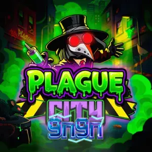 Tampilan visual slot Plague City dengan tema kota horor